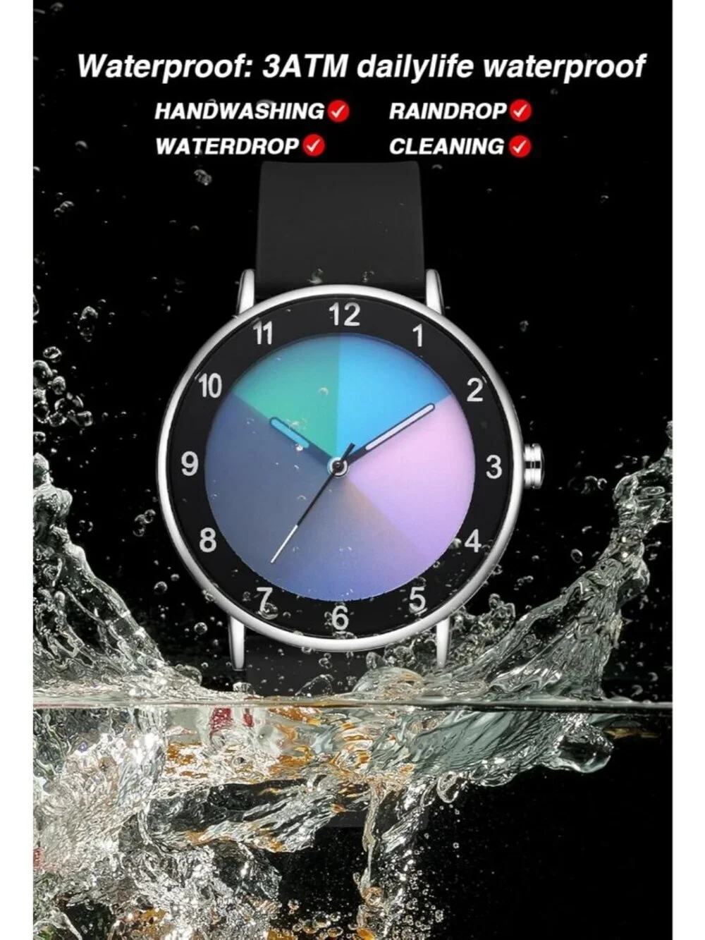 Unisex Black Analog Quartz Creative Original Design Unique Casual Wrist Watch